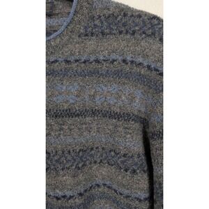 Hart Schaffner Marx XL Wool Blend Sweater Striped Gray Blue Crew Neck